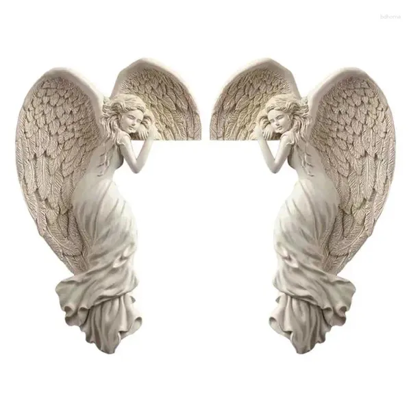 Estatuetas decorativas moldura da porta anjo asa escultura simulação deusas postura de ação casa quarto sala estar retro decoração parede