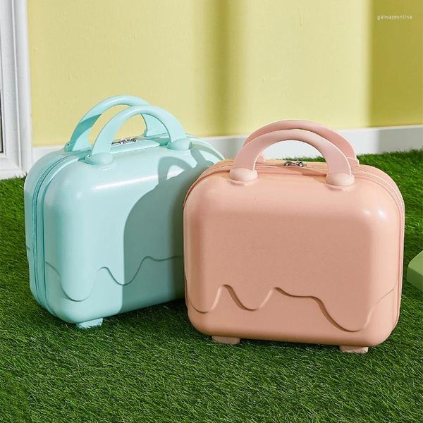 Bavullar Taşıyıcı Bagaj Seyahat Taşınabilir Kozmetik Kutu Işık Biniş Profesyonel Makyaj Basit Mini 14 inç Bavul Kadın Çanta Toptan