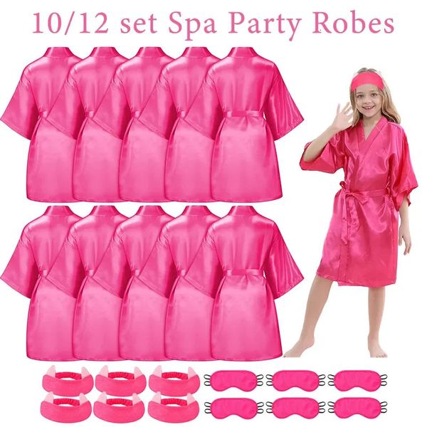 10/12/15/18 Sets Spa Party Gefälligkeiten Robe für Mädchen Kinder Geburtstag Kimono Robe Satin Robe für Pyjama Party DIY Geburtstag Squad Roben 240323