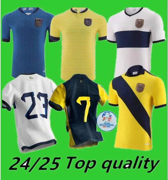 2024 25 Ecuador Copa Fußballtrikot Home Ywllow Away Biue Pervis Estupinan Gonzalo IBARRA HINCAPIE Plata Michael Estrada Fußballtrikots Thailand Qualitätstrikots