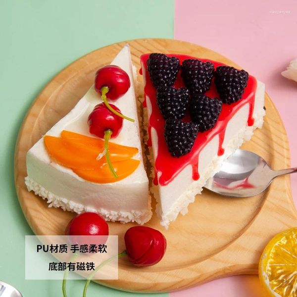 Fiori decorativi Pu modello alimentare artificiale frutta dessert mousse decorazioni per la casa artigianato ristorante torta magneti per il frigo set da 6 pezzi