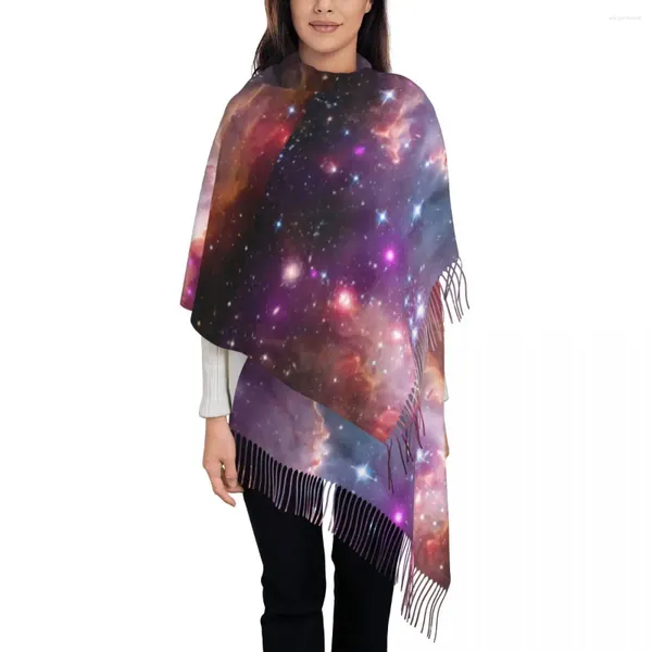 Sciarpe Sciarpa con stampa spaziale Donna Galaxy Stars Avvolge con lunghi scialli invernali in nappa e avvolgente Mantieni caldo Bufanda personalizzata fai-da-te