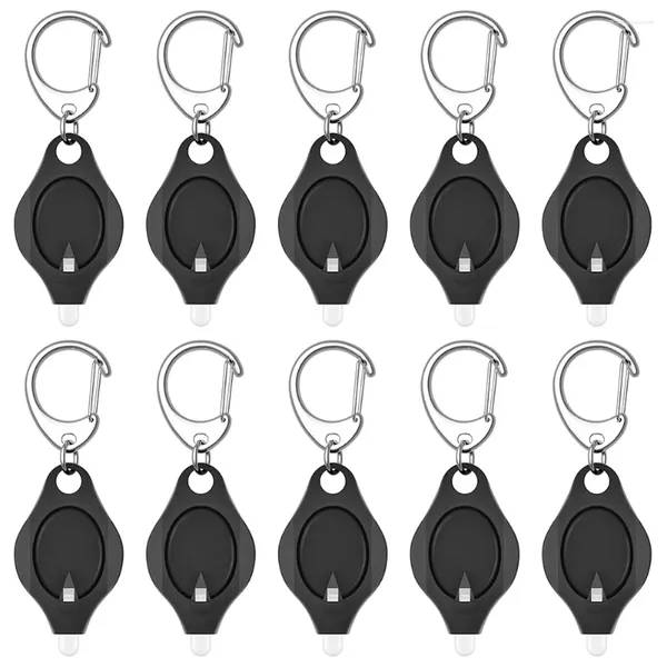 Schlüsselanhänger, 10 Stück, Mini-Schlüsselanhänger, ultrahelle LED-Schlüsselanhänger, Taschenlampe, Schwarz