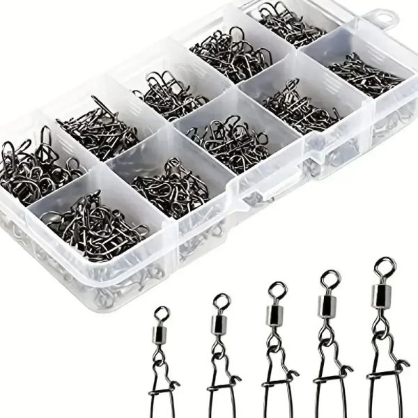 Fishhooks 210pcs/набор рыболовного разъема Vivels Mocklock Cin Snap -штифт вращающийся штифт с блокировкой быстрое вращающаяся вращающаяся приманка карп