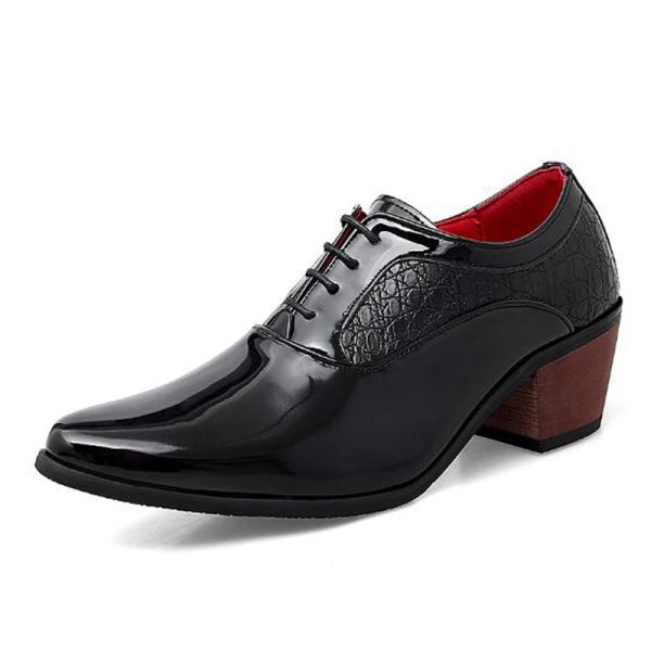 Ayakkabı Moda Deri Erkekler Ayakkabı Toe Toe Zarif Deri Yüksek Topuk Erkek Elbise Ayakkabı Oxford Erkekler için İş Ayakkabıları M258