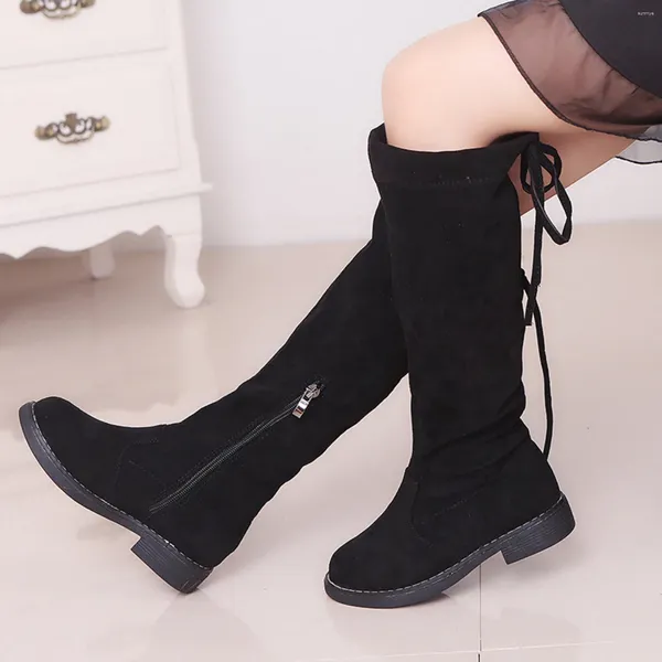 Botas meninas sapatos longos redondo-toe crianças forro de pelúcia impermeável leve versátil de alta qualidade fundo grosso crianças boo