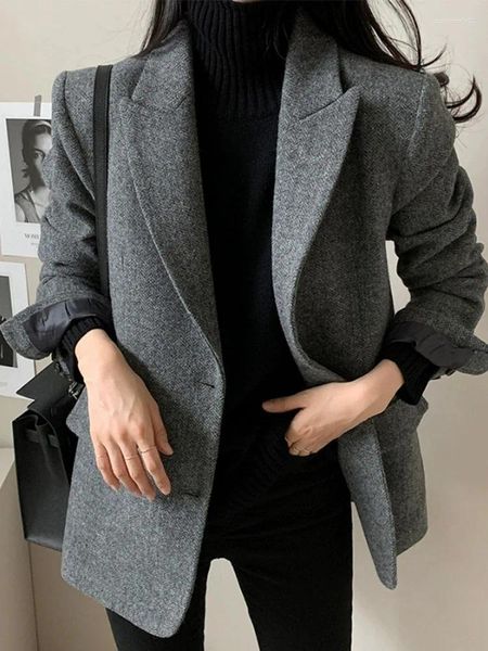 Abiti da donna Capispalla occidentale stile retrò a spina di pesce di Hong Kong per le donne Primavera / Autunno Camicia manica lunga Casual Top piccolo vestito