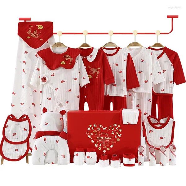 Set di abbigliamento 20/23/25 pezzi/set Set per bambino nato 2024 per ragazzo ragazza autunno primavera inverno abiti in cotone 0-6 mesi rosso