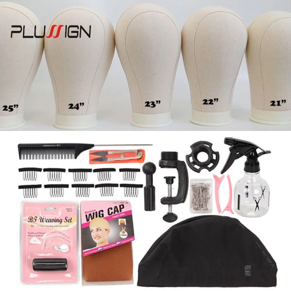 Прически Plussign 11 PCS WIG Make Kit Kit Canvas Block Head с подставной манекеновой головой DIY Профессиональный стиль