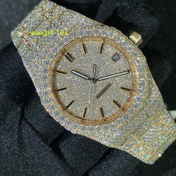 Venditore caldo ghiacciato Moissanite Watch Diamond Watch personalizzato per uomini orologi automatici con spedizione gratuita