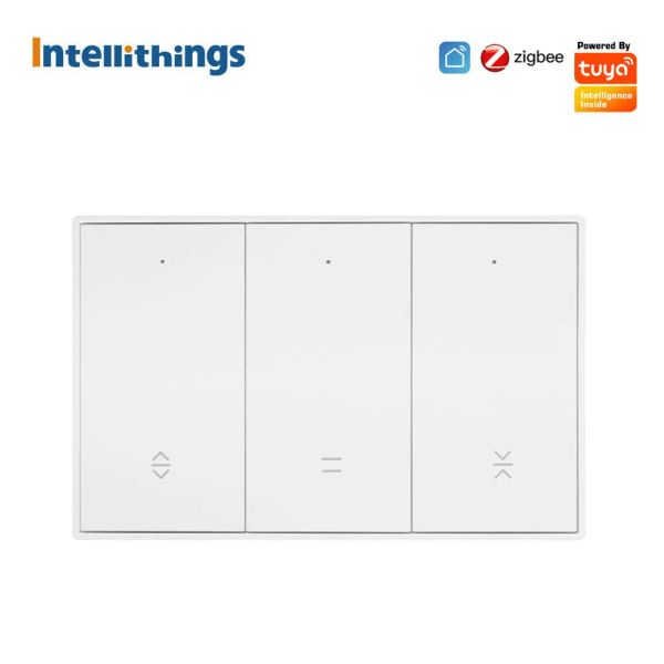 Controllo Intellithings Tuya Smart Curtain Switch per motore per tende a rullo a 4 fili US Zigbee Switch con controllo percentuale Alexa Google Home