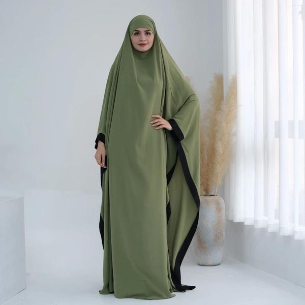 Abbigliamento etnico Ramadan Eid One Piece Jilbab Donne musulmane Preghiera Indumento Abito Hijab Con cappuccio Abaya Dubai Copertura completa Khimar Niqab Islam