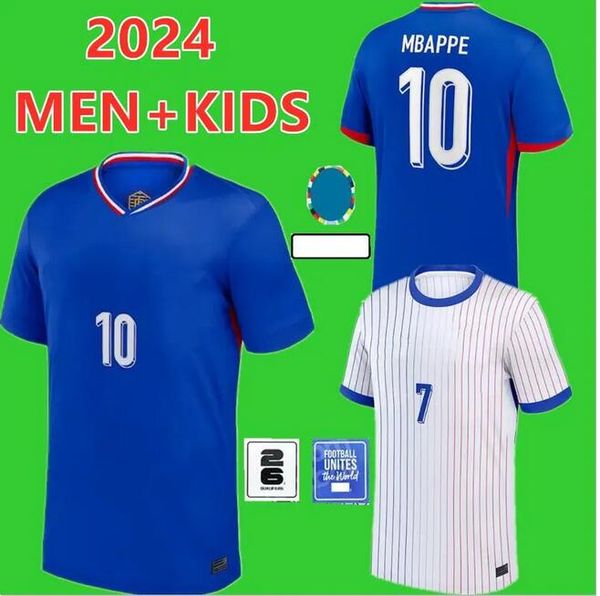 Полные комплекты футбольного клуба BENZEMA 2024 года 24 25 GIROUD MBAPPE GRIEZMANN SALIBA PAVARD KANTE Maillot de Foot Equipe Maillots Мужская детская форма футбольная рубашка 999