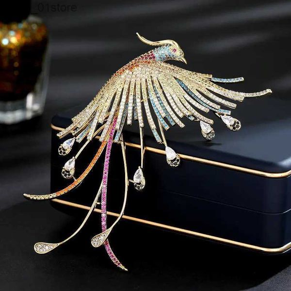 Pins Broschen SUYU 2023 Sommer Neue Frauen Licht Luxus Stil Brosche Blume Zubehör Pin Zirkon Intarsien Luxus Phoenix Brosche L240323