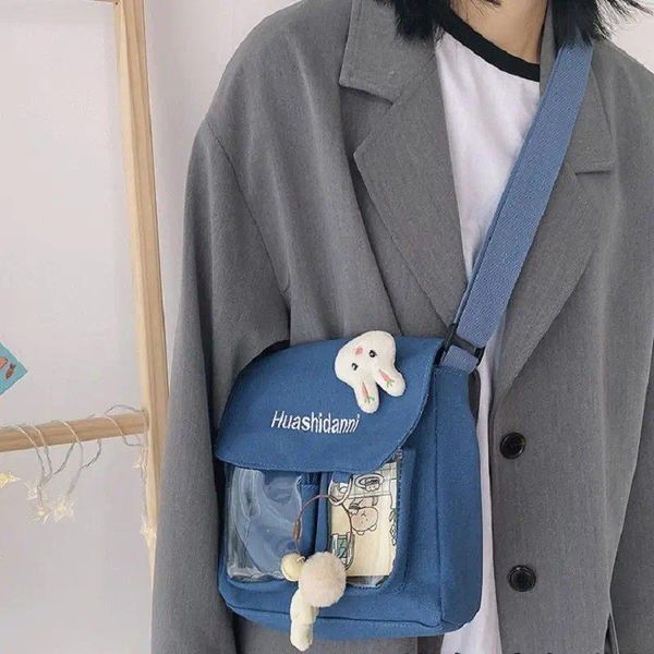 Sacos de ombro japonês high school meninas crossbody lona saco de livro transparente itabag mulheres bolsas jk segundo