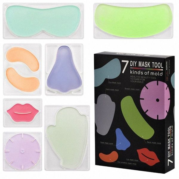 7 pçs/set Transparente Máscara Facial Molde Reutilizável DIY Máscara Facial Patch Moldes Rejuvenati Hidratante Lábio Olhos Nariz Máscara DIY Ferramenta 573T #