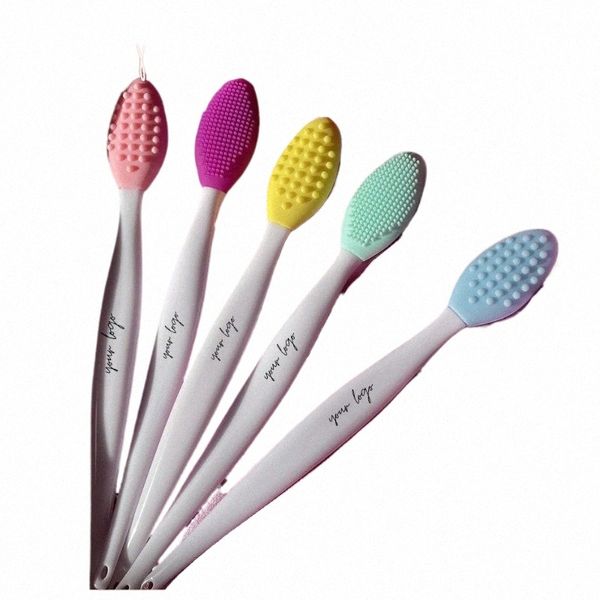 2-1 Double-sided esfoliante Silice Lip Brush Tool Private Label Smoother Fuller Lip Aspetto Pennello per naso facciale Morbido e pulito f22T #