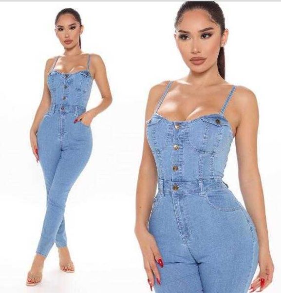 Ecowalson sexy novas mulheres denim azul jeans playsuit macacão geral magro plus size das mulheres jeans macacão jeans