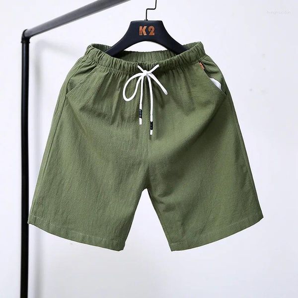 Мужские шорты 2024 Мужские летние завязки большого размера из хлопка и льна Быстросохнущие пляжные брюки Повседневные спортивные короткие брюки Одежда B52