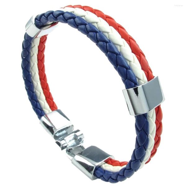 Placas decorativas joias pulseira França bandeira francesa liga branco vermelho-azul (largura 14 mm comprimento 23 cm)