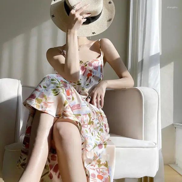 Lässige Kleider Sommer Blumenkleid Slip Rosa V-Ausschnitt Party Französisch Frauen 2024 Mode Elegant Luxus Urlaub Evenry XXL
