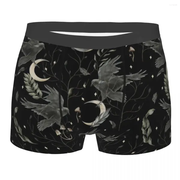 Mutande personalizzate Crow Moon Intimo da uomo Stretch Halloween Spooky Witch Boxer Slip Pantaloncini Mutandine Morbide per uomo