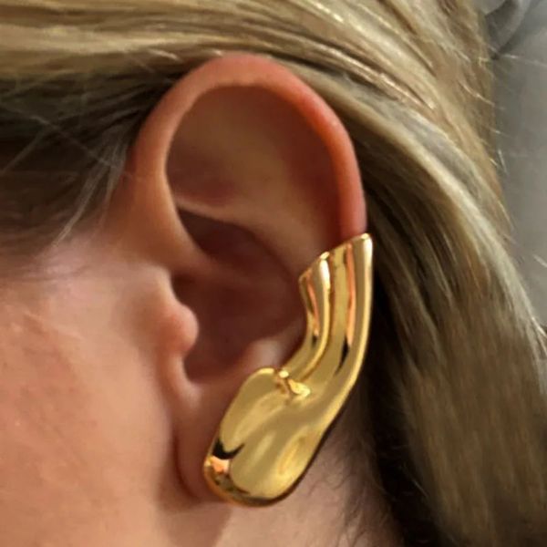 Серьги-клипсы в форме мочки уха без пирсинга для женщин и мужчин, серьги золотого цвета в стиле панк 240314