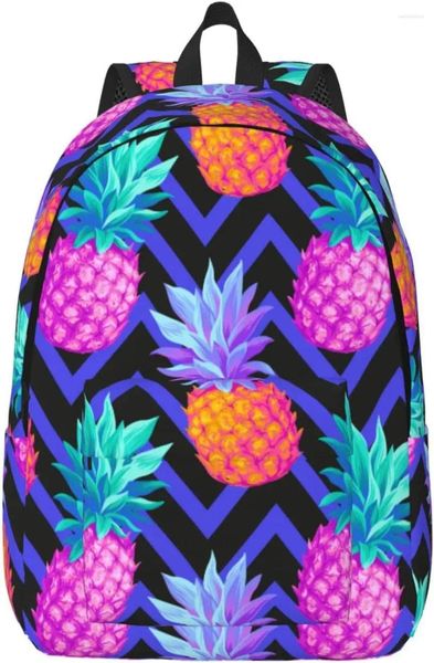 Zaino Casual Leggero Colorato Ananas Laptop Uomo Donna Borsa da viaggio Zaino in tela da esterno