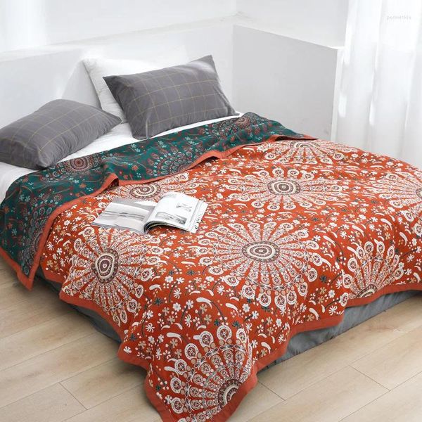 Coperte Copriletto scozzese in cotone sul divano Coperta singola intera e copriletto Boho Decor Tessili per la casa traspiranti