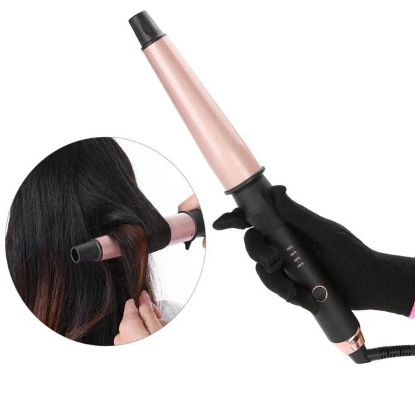 Ferros elétricos sier cone longo modelador de cabelo profissional varinha de alumínio onda ferro cinco engrenagens curling tong styler ferramenta karmiu