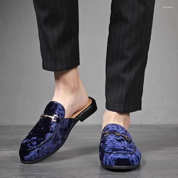 Scarpe casual Mezza per uomo Designer Mule Masculino Slip On Marchio italiano Moda Zapatillas Hombre 47 48