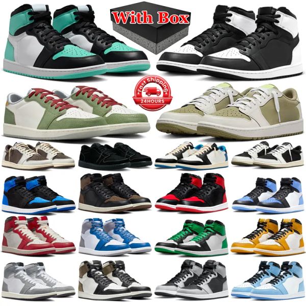 Con Box Jumpman 1 2014 Scarpe da basket uomini Donne 1S Guisce inverso Mocha Black Bianco Oliva Unti di Toe Lost Trovato Trovato di paletti Bred Brited Sports Sports Outdoors Sneaker