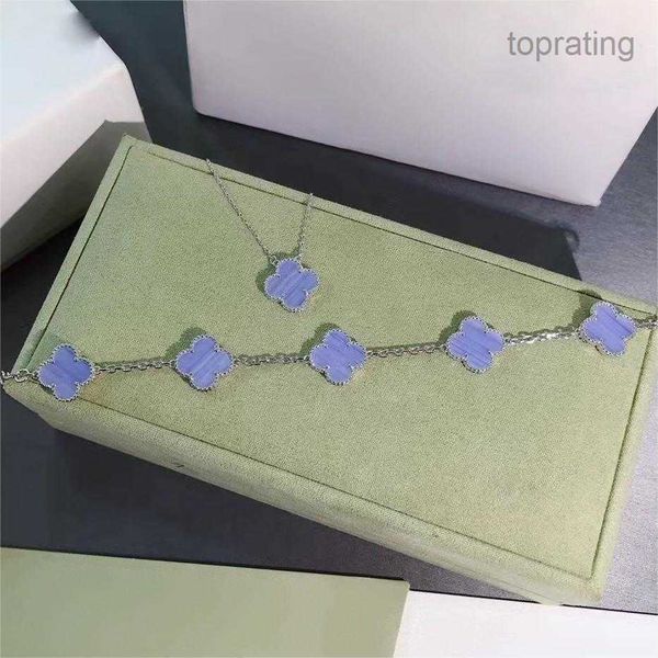 Designer di gioielli Van Bracciale Cleef Four Leaf Clover Bracciali marchio di lusso fascino d'amore per le donne pietra viola chiaro bling diamante tacchino coerente chiodo da tennis 4 le