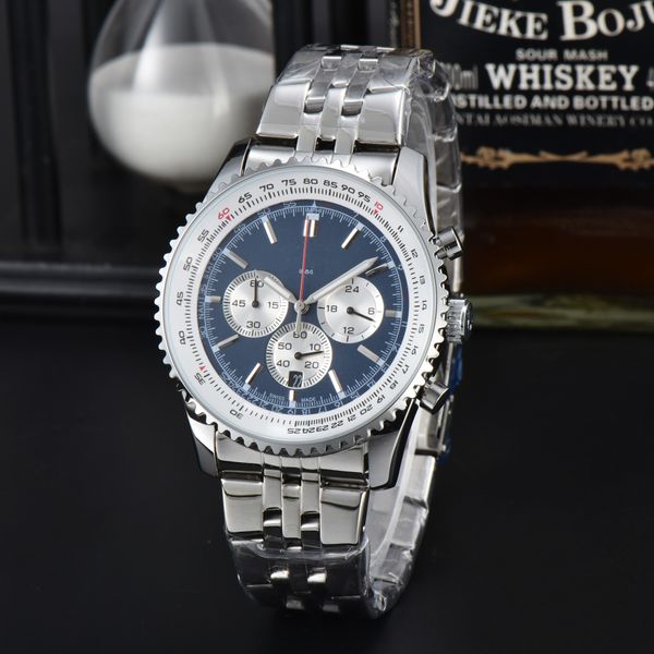 2024 Mens Relógio Automático de Quartzo Todos os mostradores funcionam Relógios de Pulseira de Aço e Couro Mens 1884 Top Marca de Luxo Relógios de Pulso BREITL Super NAVITIMER Montre de Luxe 188