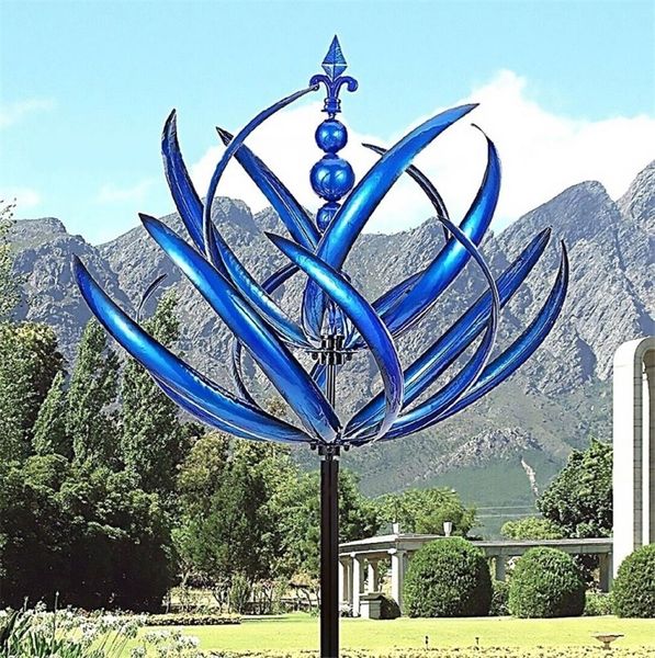 Decorazioni da giardino Harlow Wind Spinner Rotator 3D Powered Kinetic Sculpture Prato Mulino a vento in metallo giardinaggio Cortile e giardino decorati6228443