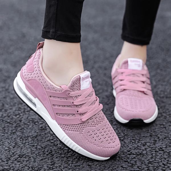 Sapatos de tênis masculino tênis feminino amortecedor sapatos respiráveis casal de almofadas de ar de ar confortável sapatos de moda esportiva rosa