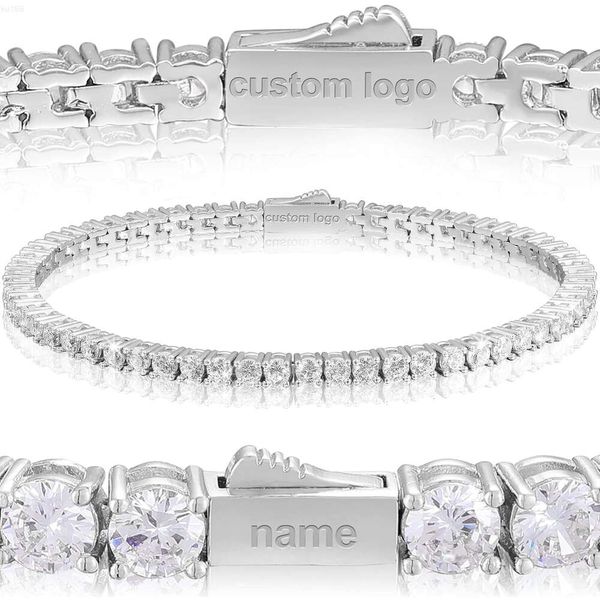 3mm/4mm/5mm Hiphop Runde Armbänder 925 Sterling Silber Armband d Farbe Vvs Diamant Moissanit Tennis Armband