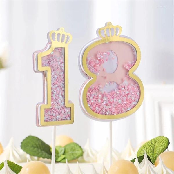 Decoração de festa feliz aniversário bolo topper para crianças adultos chá de bebê cozimento suprimentos número bolos sobremesa decoração