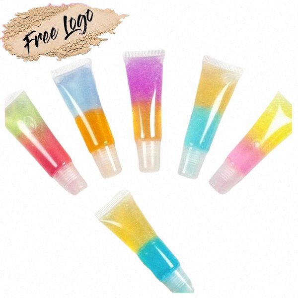 private Label 9colors Double-color Lipgloss Orgânico Brilhante Nutritivo Hidratante Lg Duradouro Rainbow Lip Gloss Maquiagem em massa w66k #