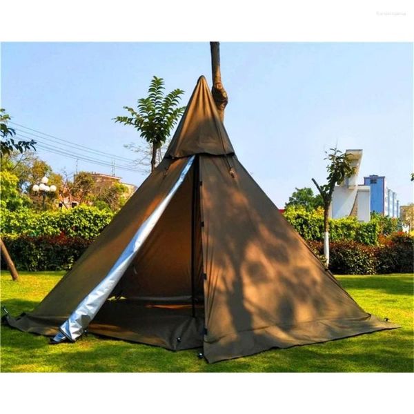 Tendas e abrigos portáteis à prova d'água camping pentagonal tenda tenda ao ar livre pirâmide tipi com fogão buraco