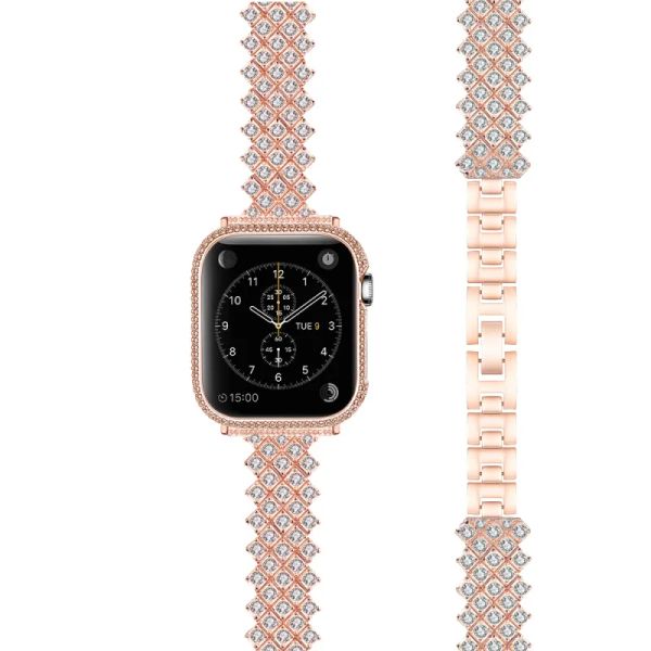 Accessori cinturino in metallo per Apple Watch 7 45mm 41mm cinturino con cinturino in diamanti di lusso da donna per iWatch 6 5 4 SE 44mm 42mm 40mm 38mm Myl15bx