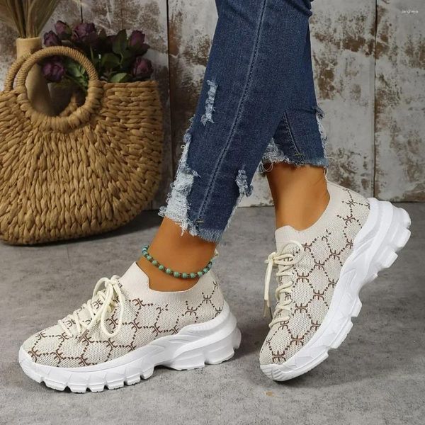 Scarpe casual Suola spessa rialzata per le donne Plus Size 42 Retro Mixerd Colors Sneakers Zapatos 2024