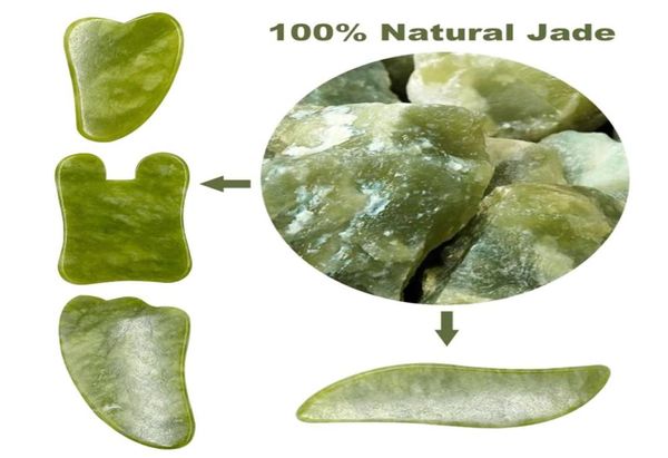 Verde natural jade guasha raspagem placa gua sha massageador rosto meridiano raspagem placa peça ferramentas de massagem braço massagem tool9945265