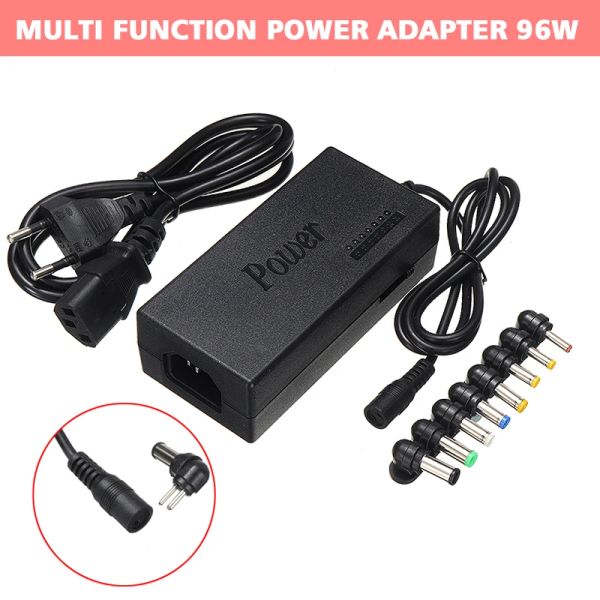 Chargers Universal 96W Laptop Adaptador de energia Multifuncional Ajustável 1224V Notebook Charger de fonte de alimentação com 8 conectores