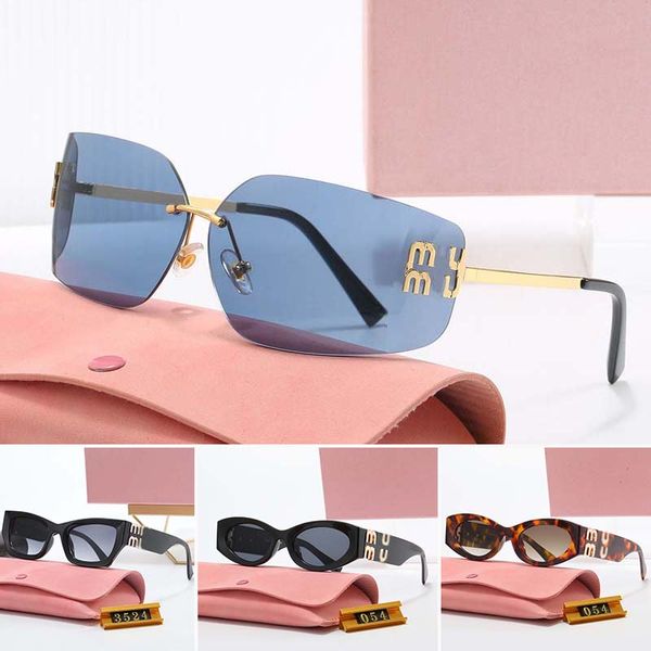 Goldene Designer-Sonnenbrille, Damen-Sonnenbrille, modische Sonnenbrille, übergroße Sonnenbrille, sonnig, UV400, rosa Spiegel, rahmenlose Designer-Brille, Luxus-Designer-Brille