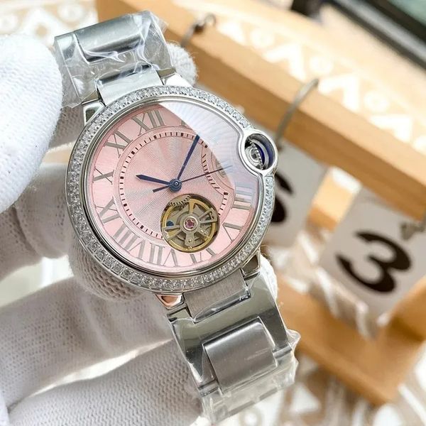 U1 Top AAA Designer Mulheres Assista Movimento Mecânico Automático Relógios Diamante Moldura Aço Inoxidável Montre De Luxe Balão Azul Agulha Safira Relógios de Pulso Suíços