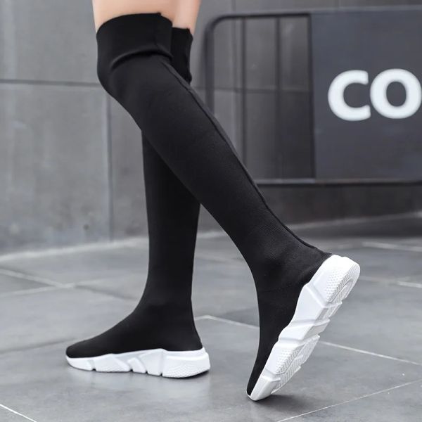 Stivali Maogu 2023 Fase Fashion Fashion Fashion Shoep for Women Winter Stockings Platform Sneakers femmina Woman Long Socks Boots 42