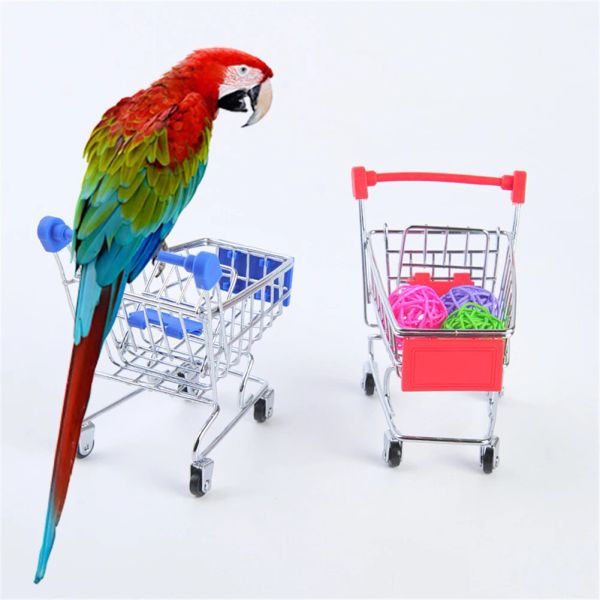 Forniture Simulazione Supermercato Carrello a mano Mini Carrello della spesa Camera Decorazione del desktop Stoccaggio Giocattolo Regalo Pet Bird Pappagallo Criceto Giocattoli