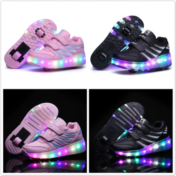 Schuhe Jazzy LED Light Children Roller Skate Schuhe mit Rädern Kinder Junior Jungen Mädchen Sneaker leuchtet leuchtende Turnschuhe ein/zwei Räder