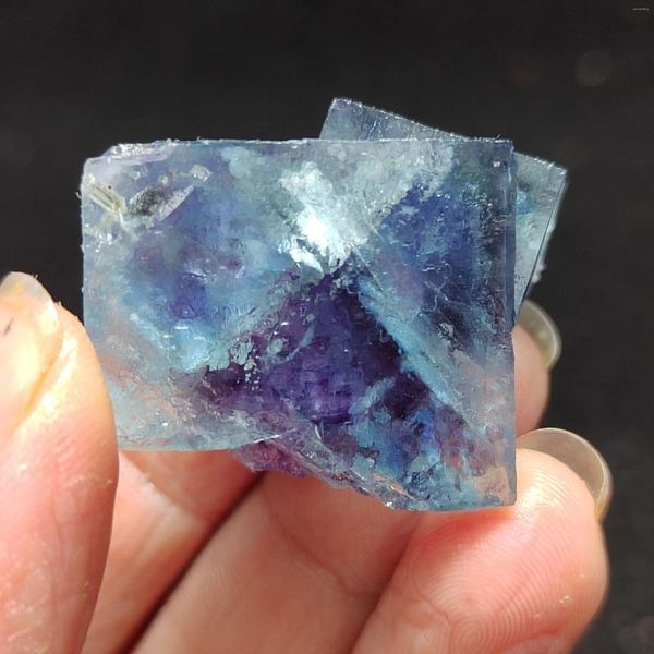 Figurine decorative Fluorite viola naturale Campione minerale QUARZO GEM Aura Healing Pietra originale Insegnamento Decorazione domestica ornamentale